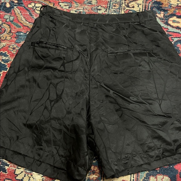 ANINE BING Black Floral Print Silk Short Shorts - Picture 7 of 8